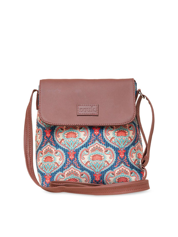 ZOUK Ethnic Motifs Printed Structured Sling Bag