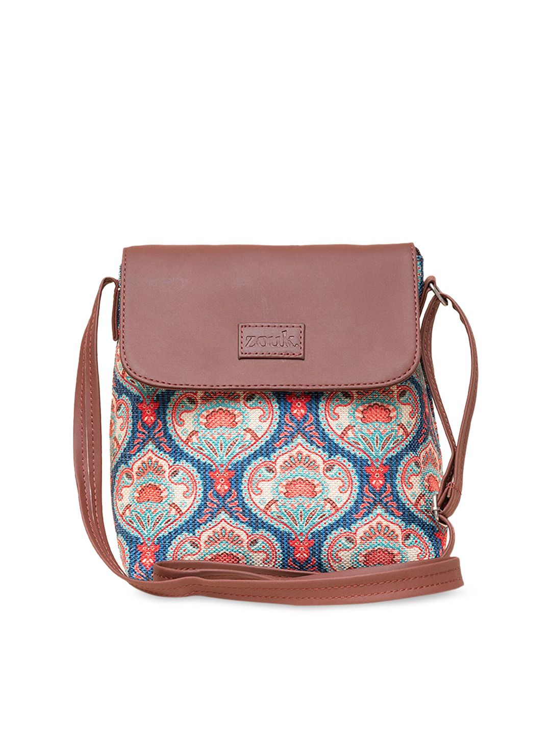 ZOUK Ethnic Motifs Printed Structured Sling Bag
