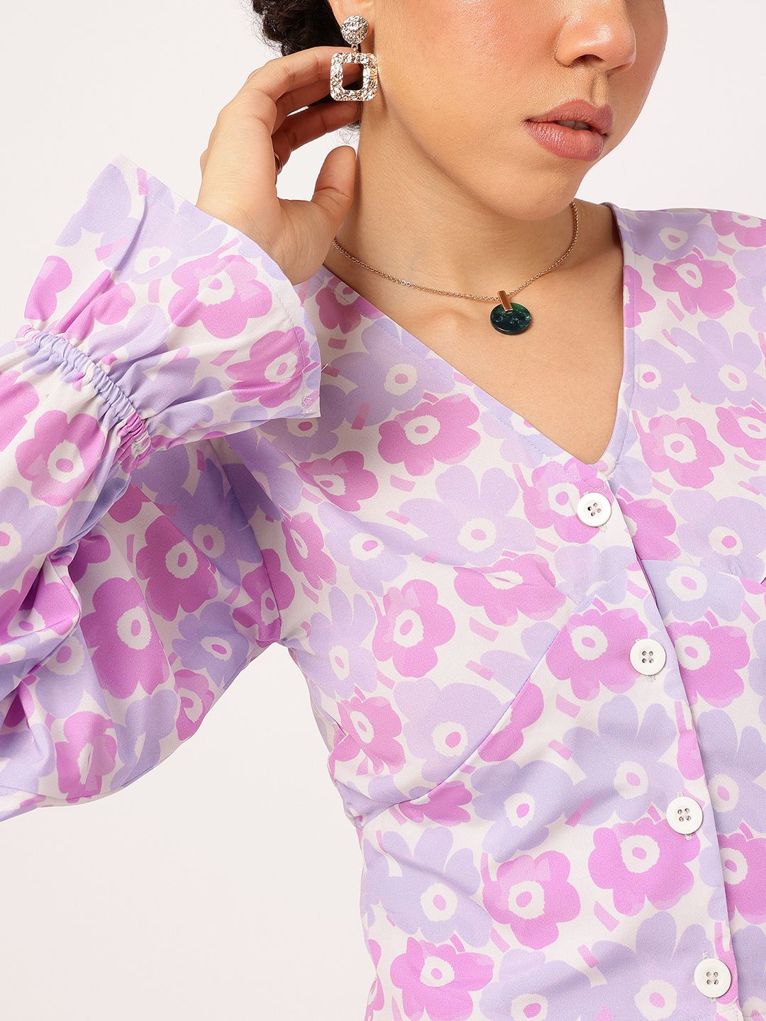 DressBerry Petal Power Floral Printed Shirt Style Top