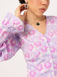 DressBerry Petal Power Floral Printed Shirt Style Top