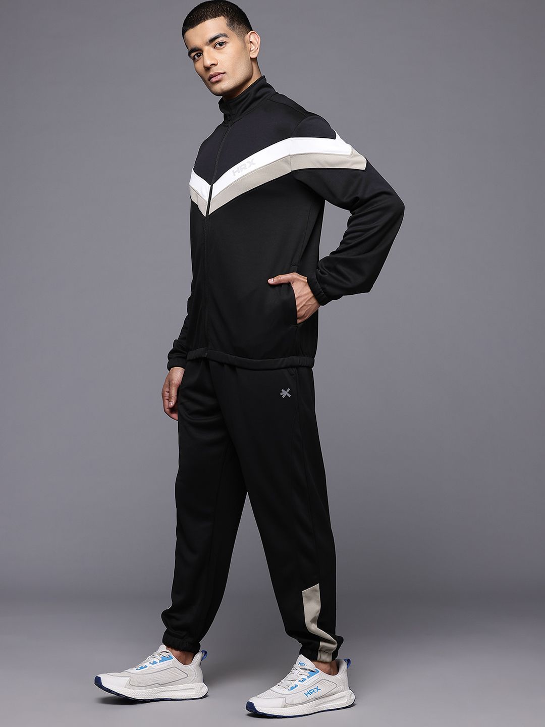 HRX by Hrithik Roshan Men Rapid-Dry Striped Running Tracksuit