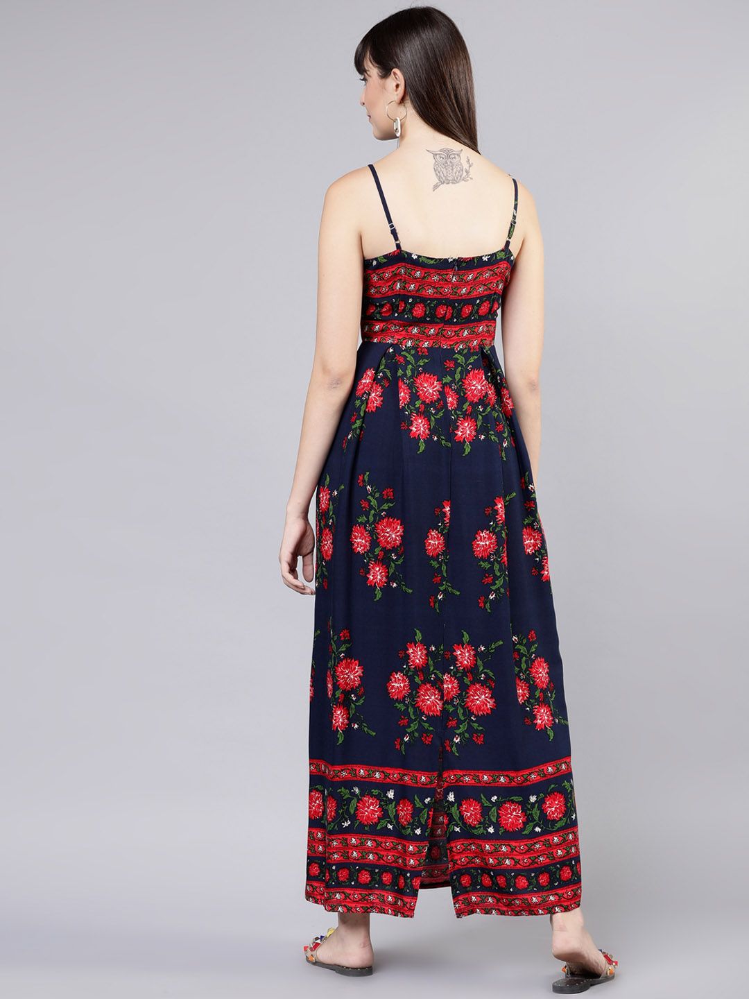 Tokyo Talkies Navy Blue Floral Print Maxi Dress