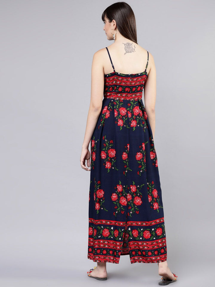 Tokyo Talkies Navy Blue Floral Print Maxi Dress