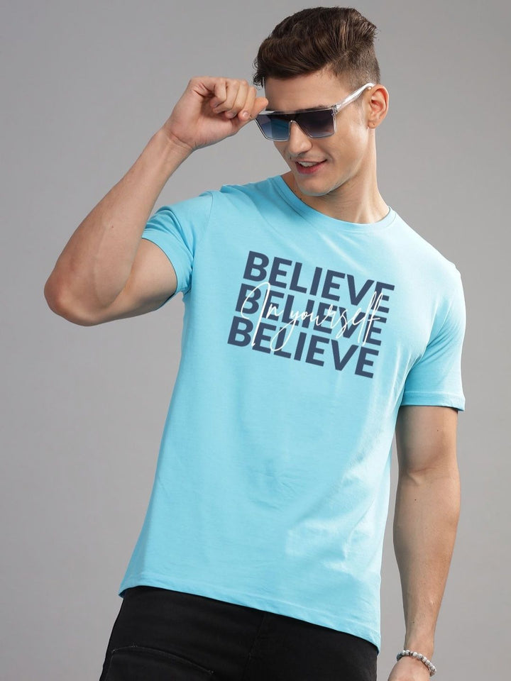 ADRO Men Typography Printed Applique T-shirt