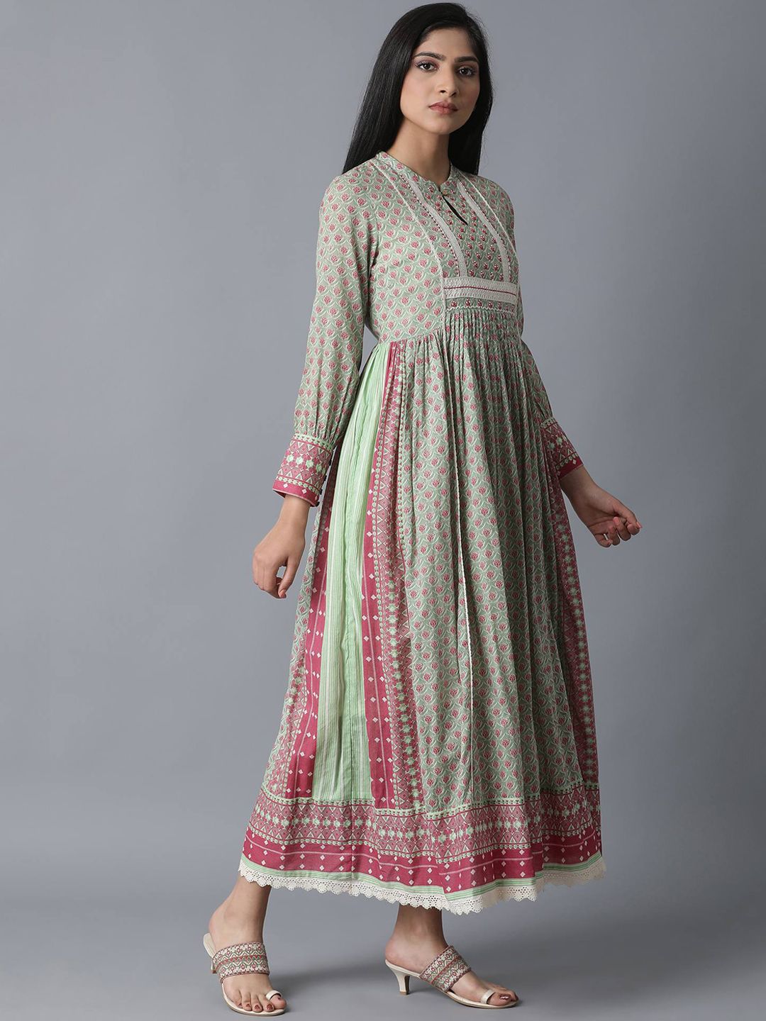W Women Green Printed Maxi Dress