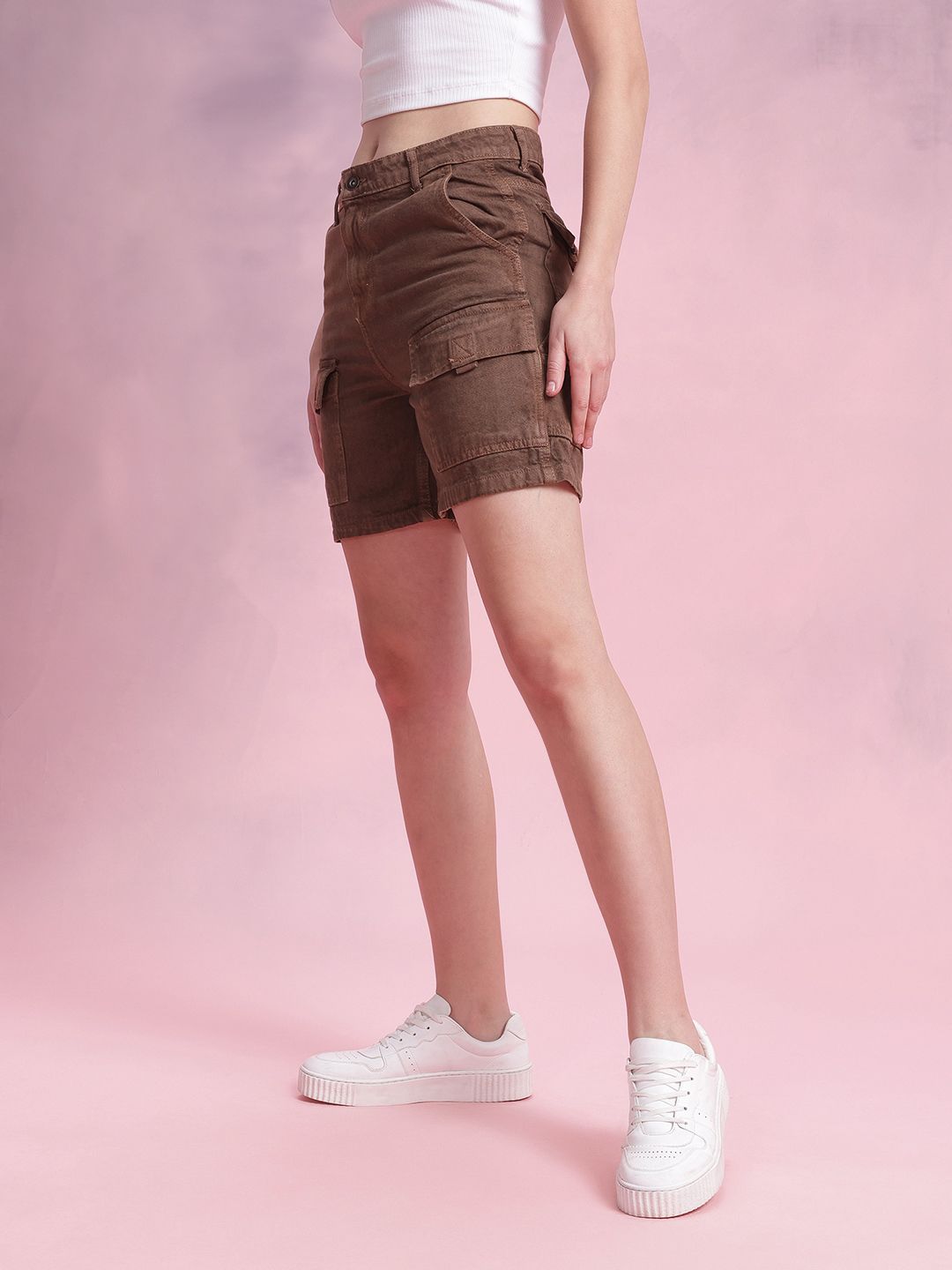 DressBerry Women Mid Rise Cargo Shorts