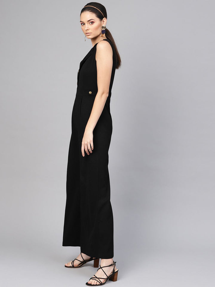 SASSAFRAS Women Black Solid Basic Jumpsuit