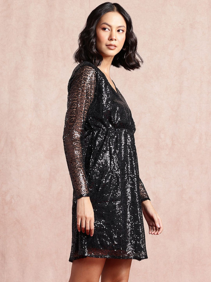 all about you Embellished Wrap Style Empire Dress