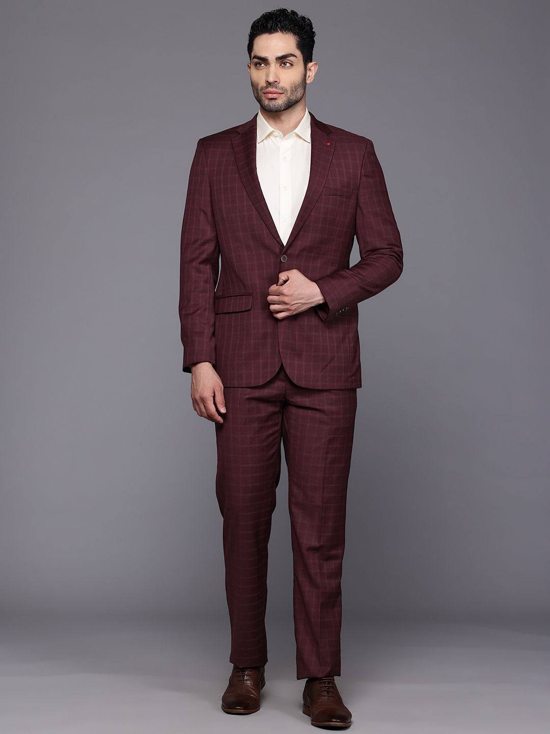 Raymond Creaseless Checked Contemporary Fit 2-Piece Formal Suit