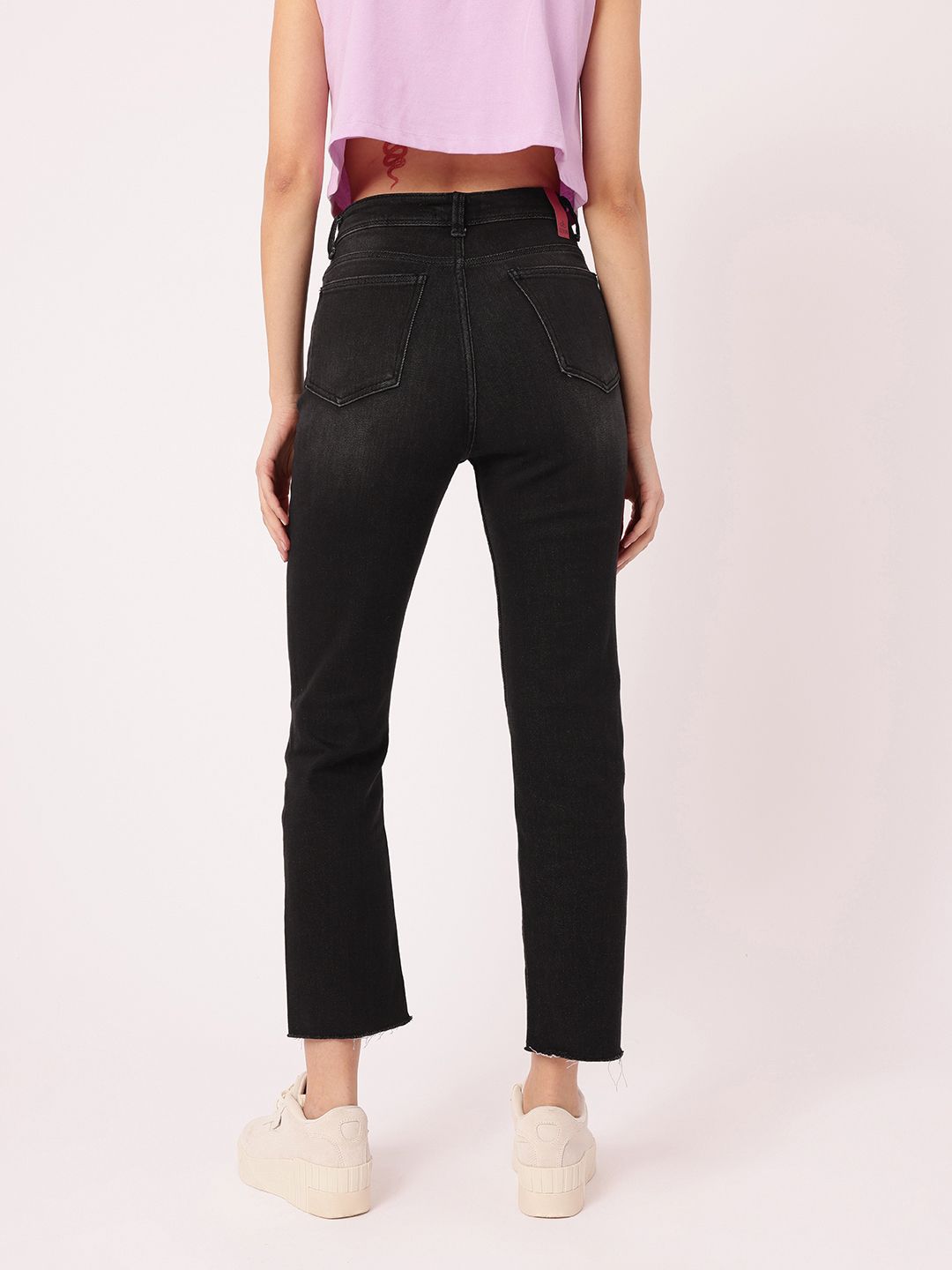 DressBerry Women Classic Vibe High-Rise Light Fade Frayed Cropped Jeans
