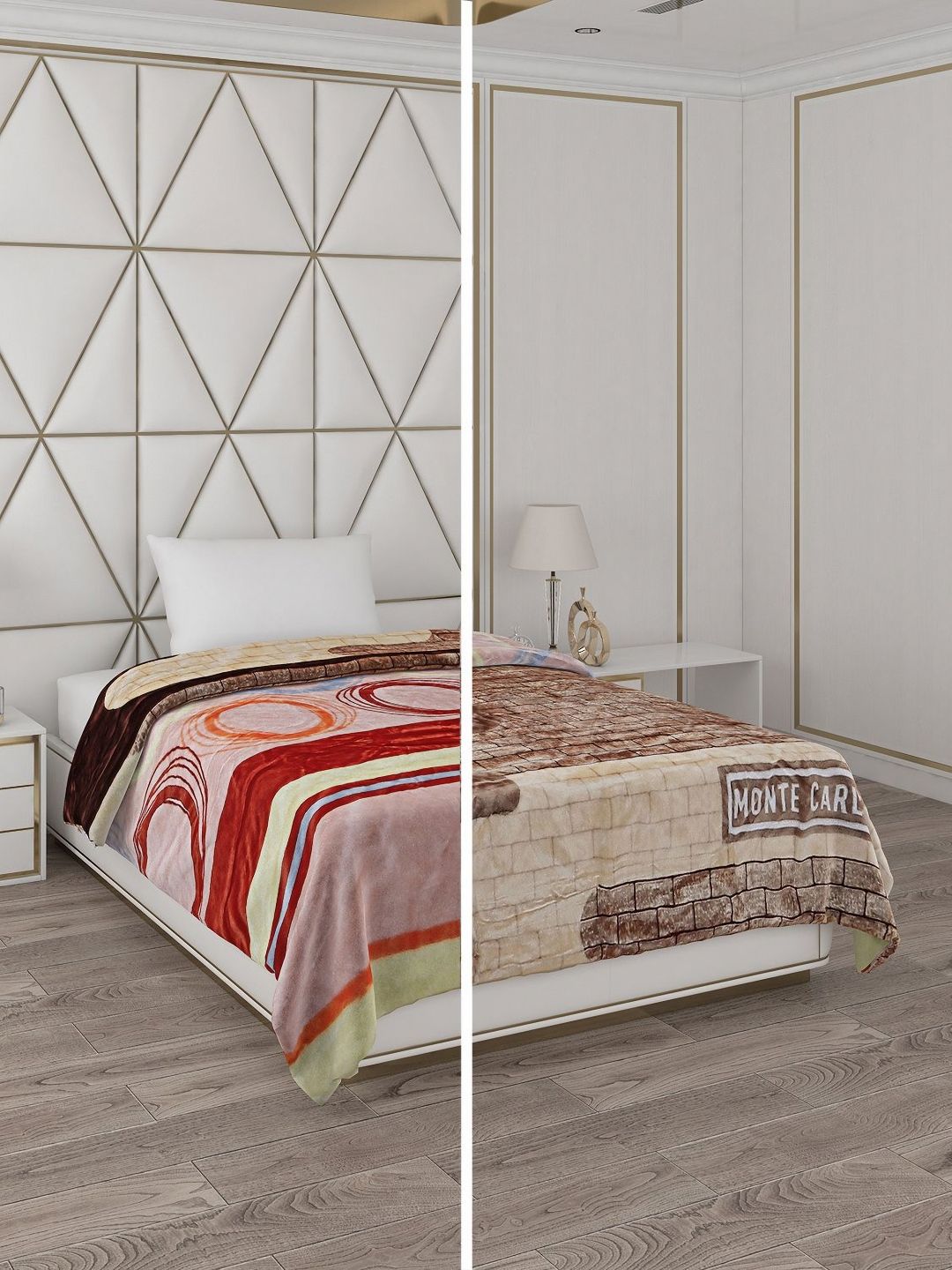 Monte Carlo Pink & Red Geometric Mild Winter 500 GSM Single Bed Blanket
