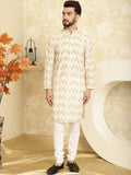 SOJANYA Abstract Printed Regular Thread Work Pure Cotton Kurta With Churidar