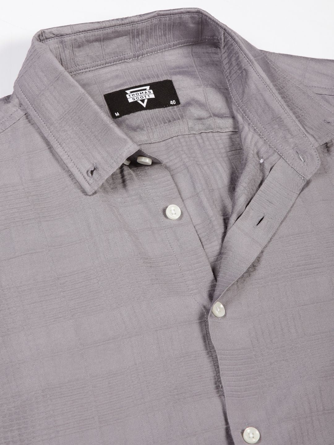 Thomas Scott Men Premium Button-Down Collar Tartan Checked Cotton Slim Fit Casual Shirt