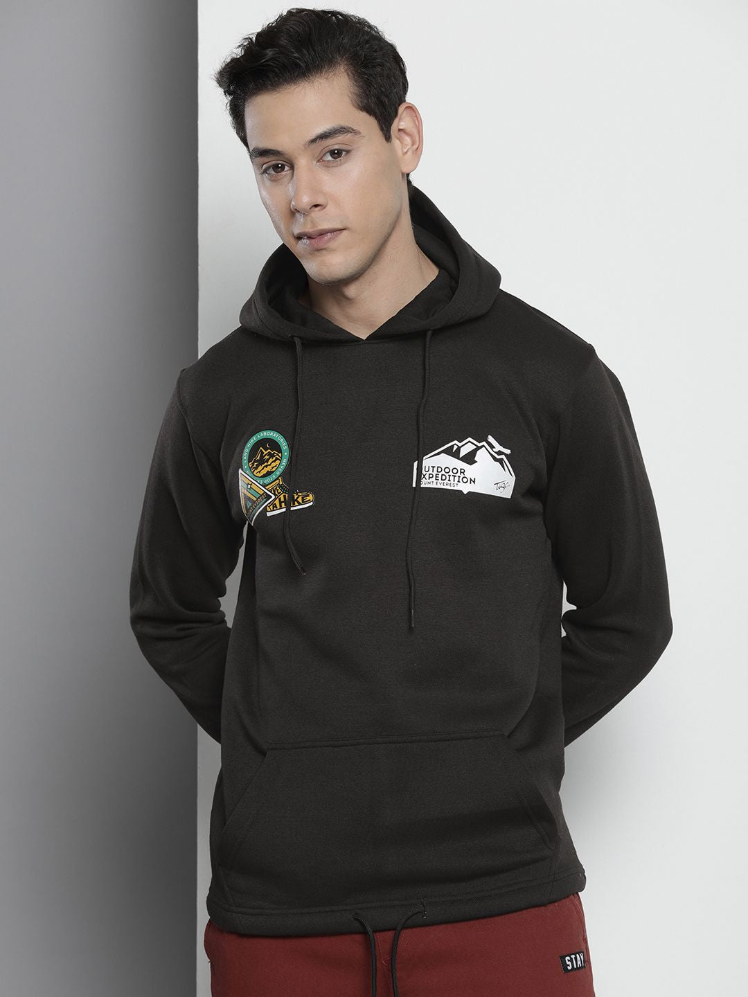 The Indian Garage Co Men Printed Hooded Sweatshirt