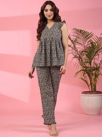 SANSKRUTIHOMES Geometric Printed Pure Cotton Night Suit