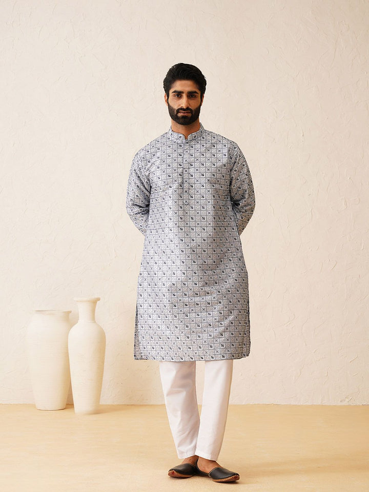 SOJANYA LUXE Ethnic Motifs Embroidered Straight Kurta with Pyjamas