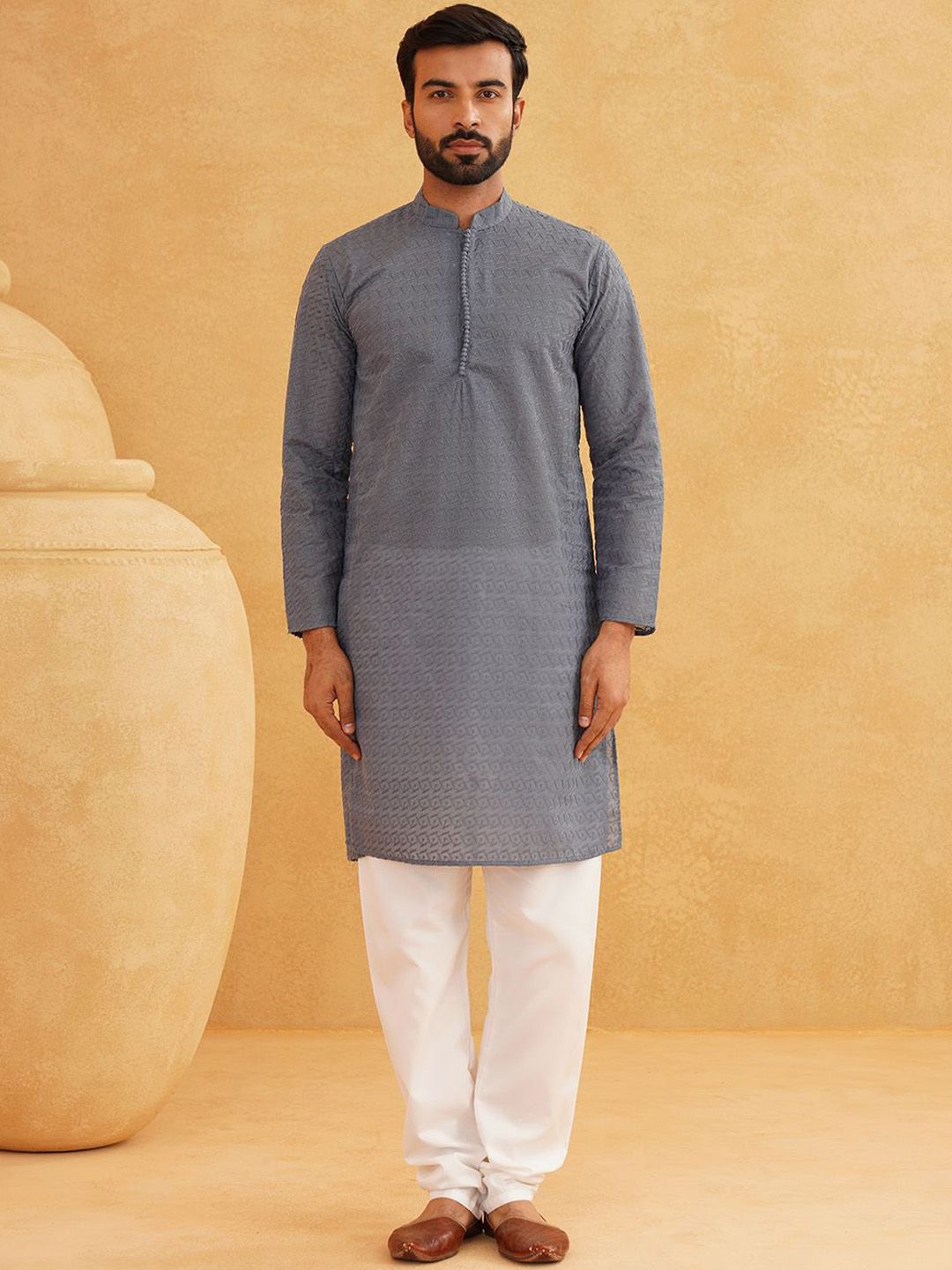 SOJANYA Geometric Embroidered Pure Cotton Kurta Kurta & Churidar & Nehru Jacket