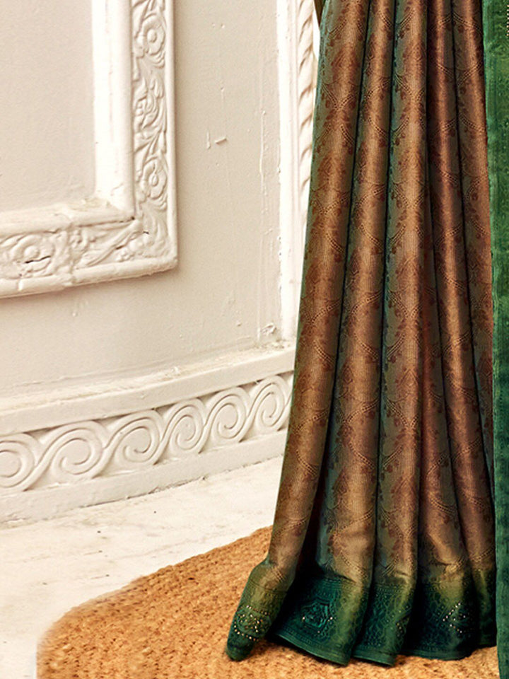 Saree mall Ethnic Motifs Beads and Stones Pure Silk Banarasi Sarees