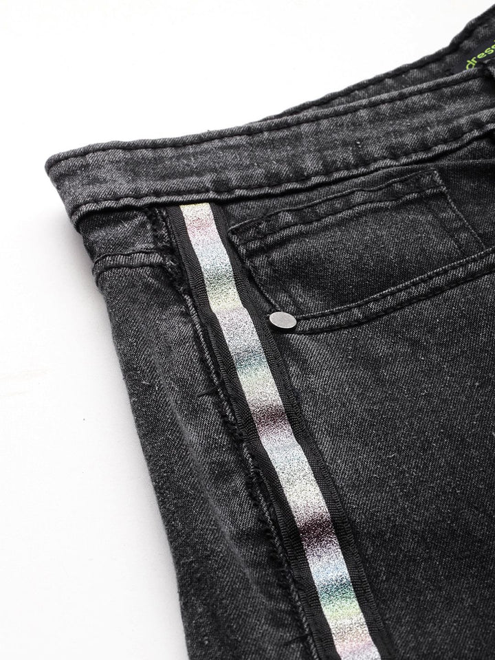 DressBerry Women Wide Leg with Side Stripe Stretchable Jeans