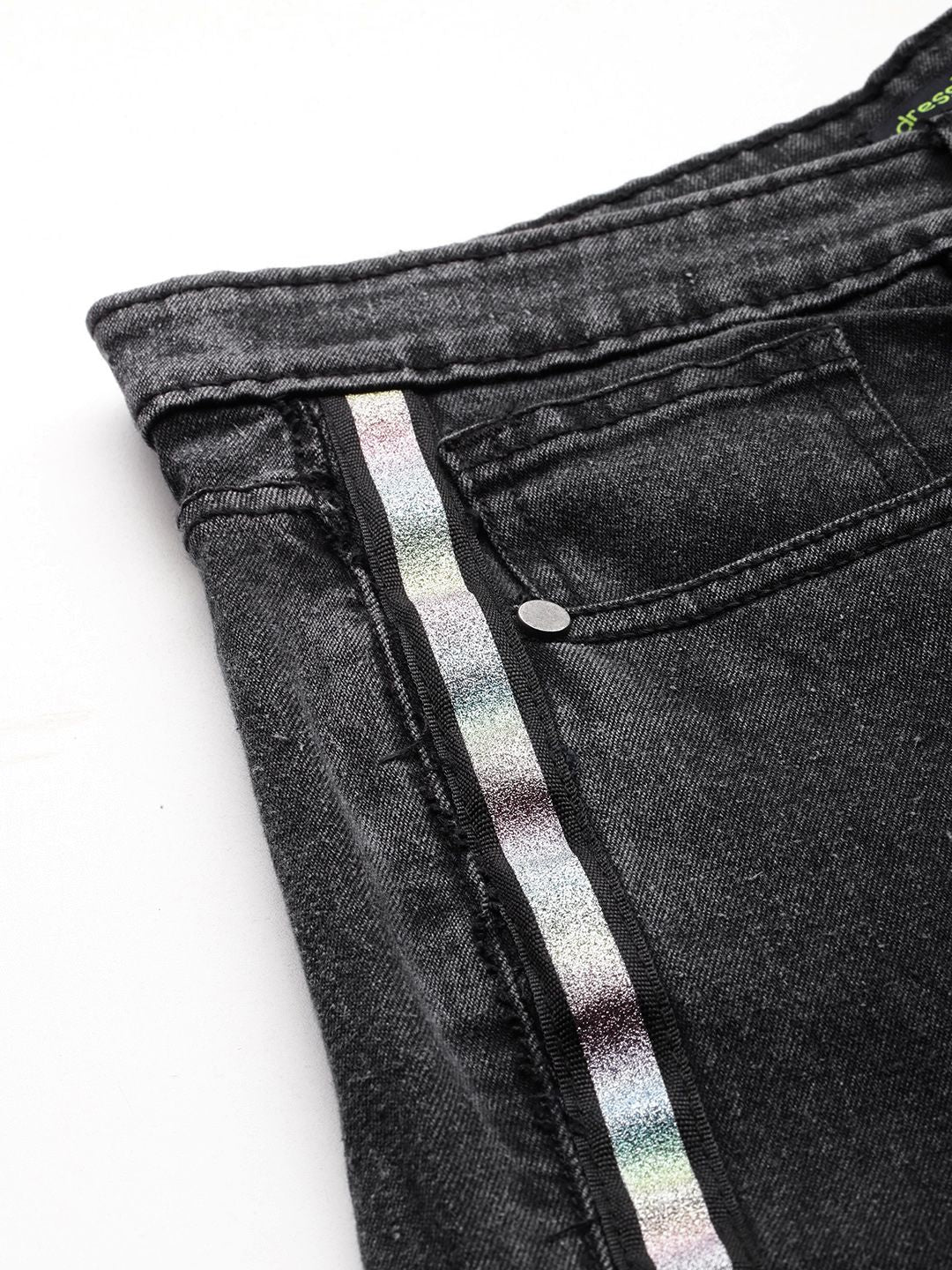 DressBerry Women Wide Leg with Side Stripe Stretchable Jeans