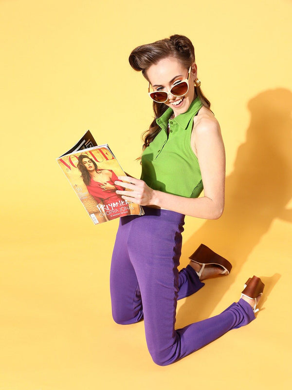 SASSAFRAS Women Gorgeous Green Solid New Neckline Top