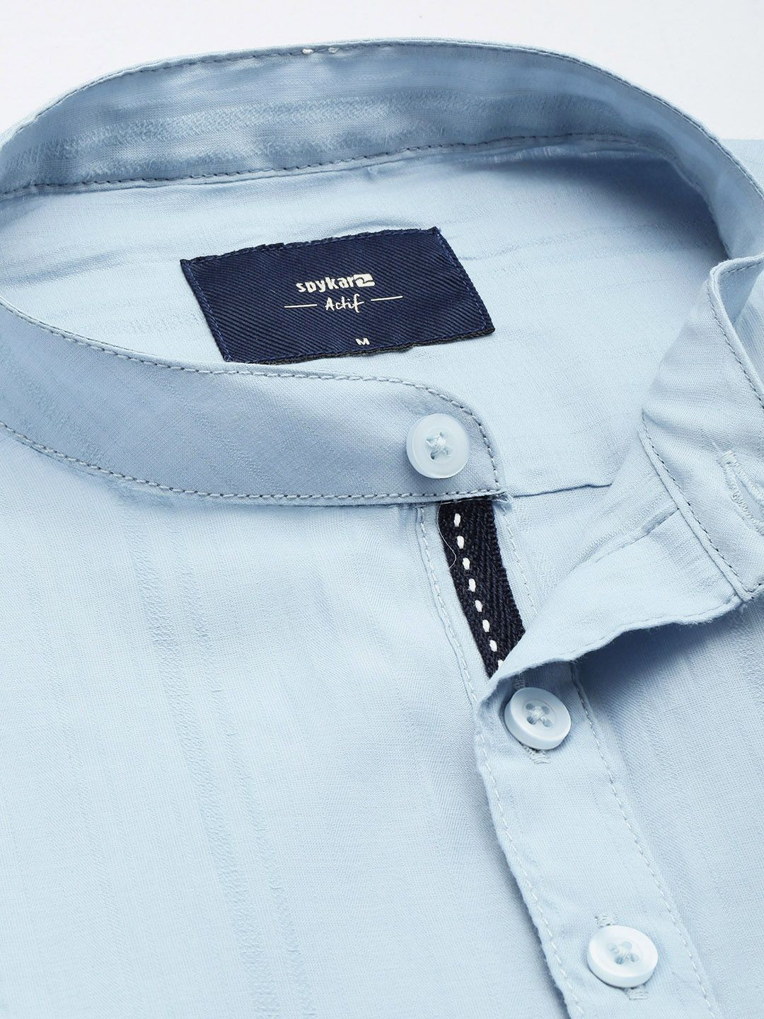 SPYKAR Slim Fit Band Collar Pure Cotton Casual Shirt
