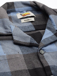 The Indian Garage Co Men Black Relaxed Fit Fringed Textured Resort Wear Shirt