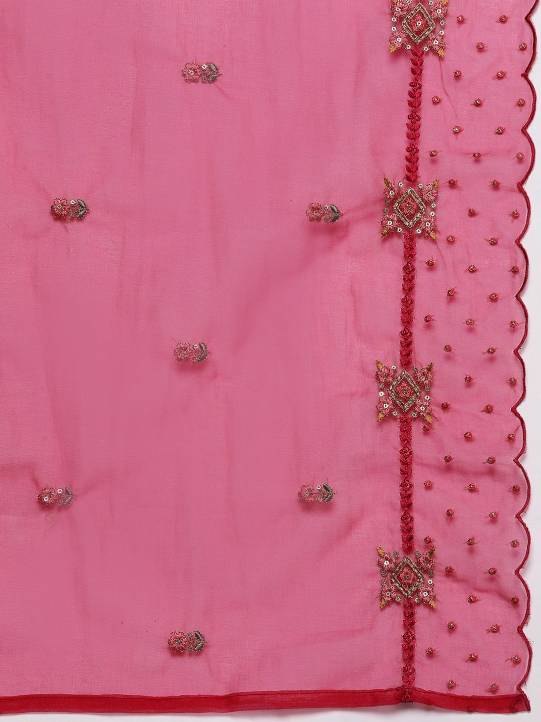 Indo Era Women Floral Yoke Design Regular Sequinned Kurta with Trousers & Dupatta