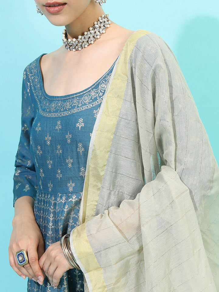Vishudh Women Anarkali Maxi Dress With Dupatta
