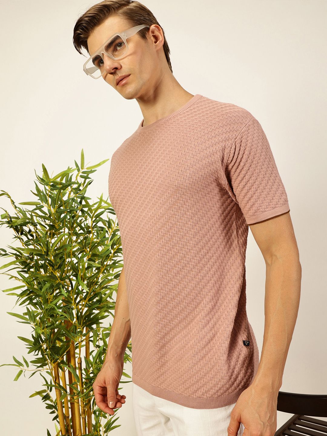 Thomas Scott Men Knit Textured Round Neck T-shirt