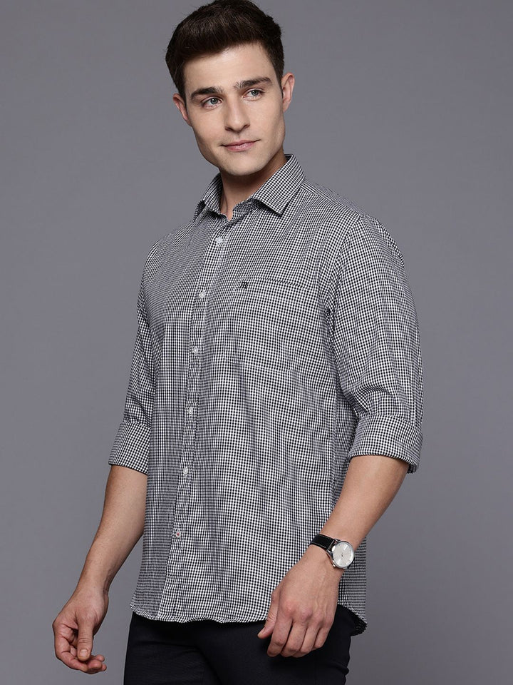 Raymond Pure Cotton Slim Fit Checked Casual Shirt