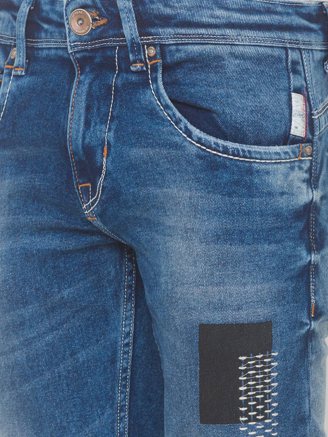 SPYKAR Men Blue Skinny Fit Low-Rise Heavy Fade Jeans