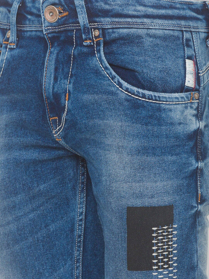 SPYKAR Men Blue Skinny Fit Low-Rise Heavy Fade Jeans