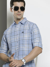 The Indian Garage Co Men Blue Comfort Checked Casual Shirt
