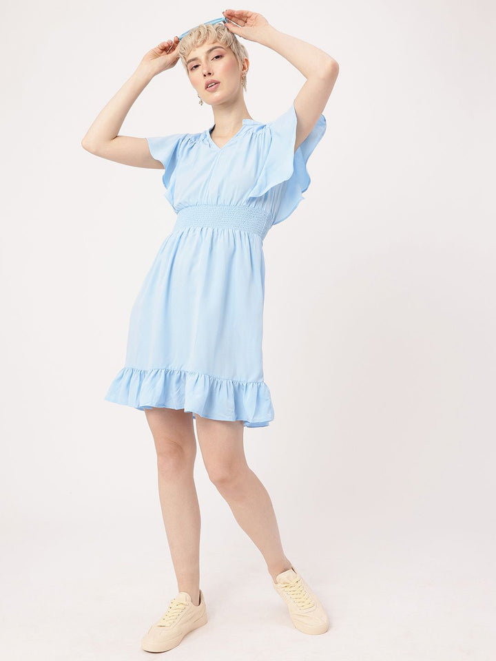 DressBerry Summery Flutter 'Smocking' Hot Fit & Flare Dress