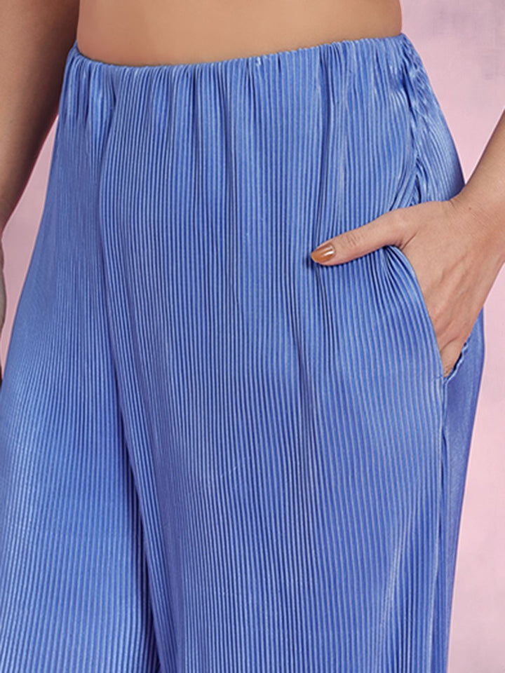 DressBerry Plus Size Solid Accordion Pleats Co-Ords