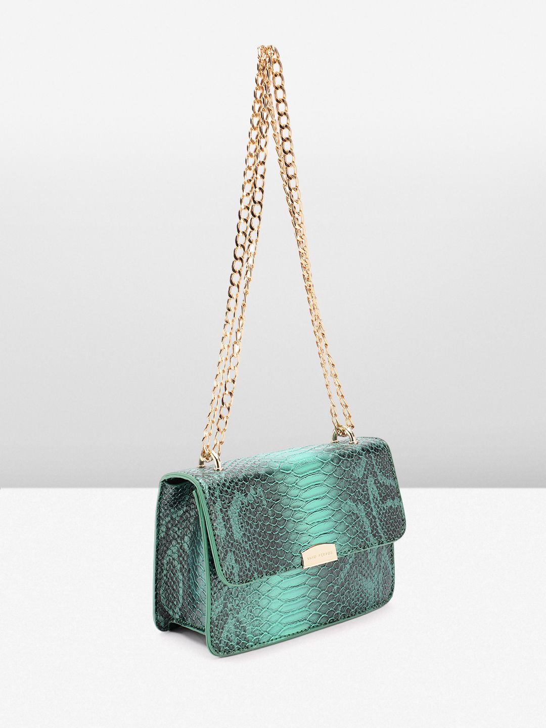 Lino Perros Snakeskin Textured Structured Shoulder Bag