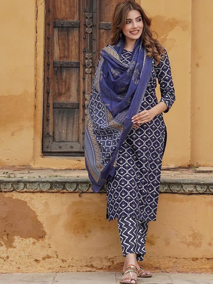 KALINI Printed Gotta Patti Kurta With Trousers & Dupatta