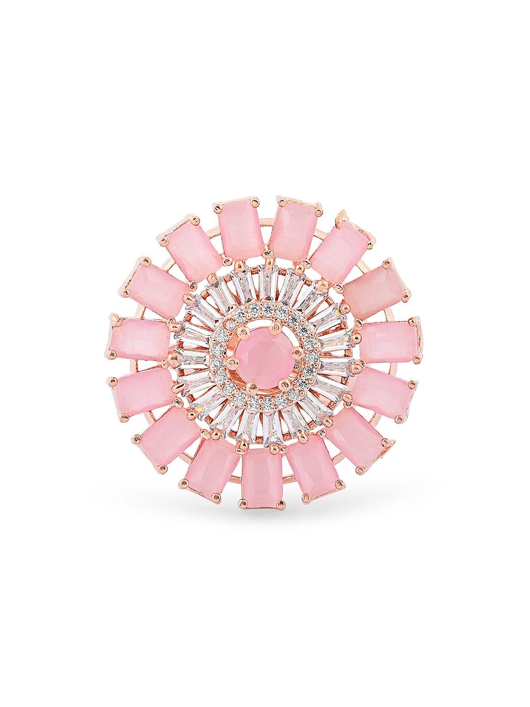 Cincin Jari Bertampal CZ Mutiara Zaveri Rose Saduran Emas