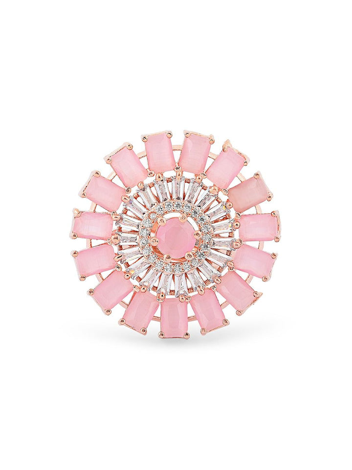 Zaveri Pearls Rose Gold-Plated CZ Studded Finger Ring