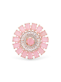Zaveri Pearls Rose Gold-Plated CZ Studded Finger Ring