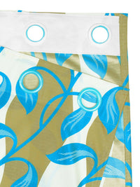 Story@home 2 Pieces White & Green Floral Door Curtains