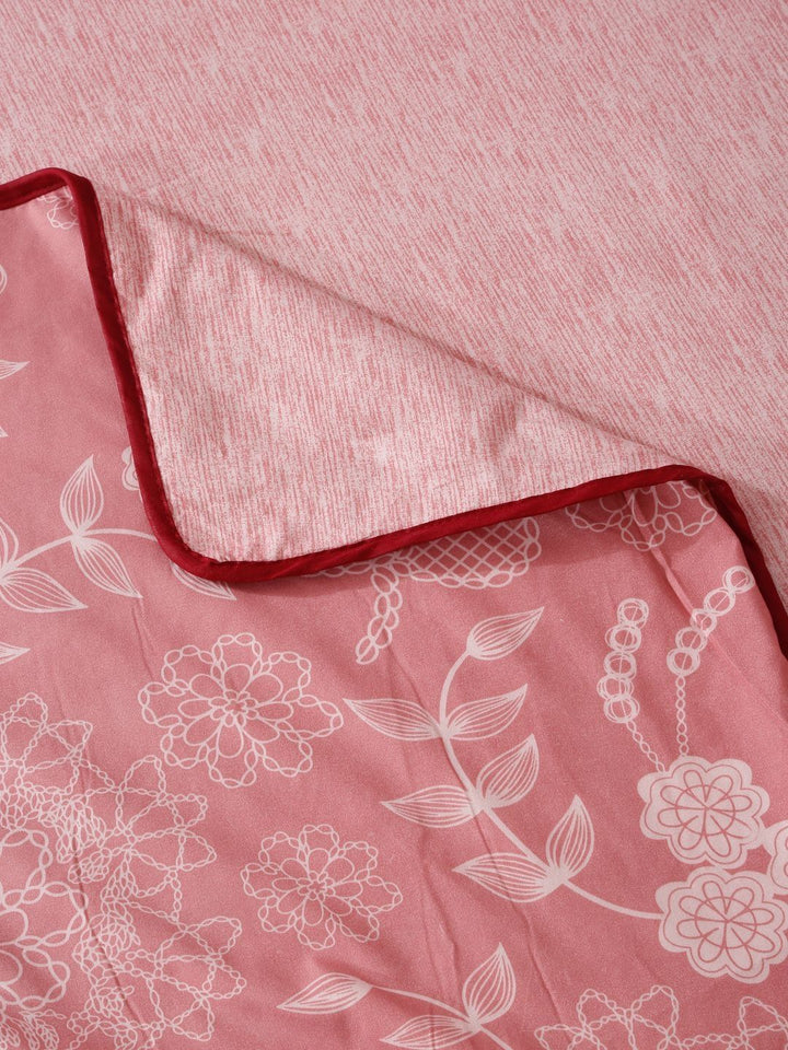 Cortina Rose & White Floral Microfiber AC Room Reversible Single Bed Dohar
