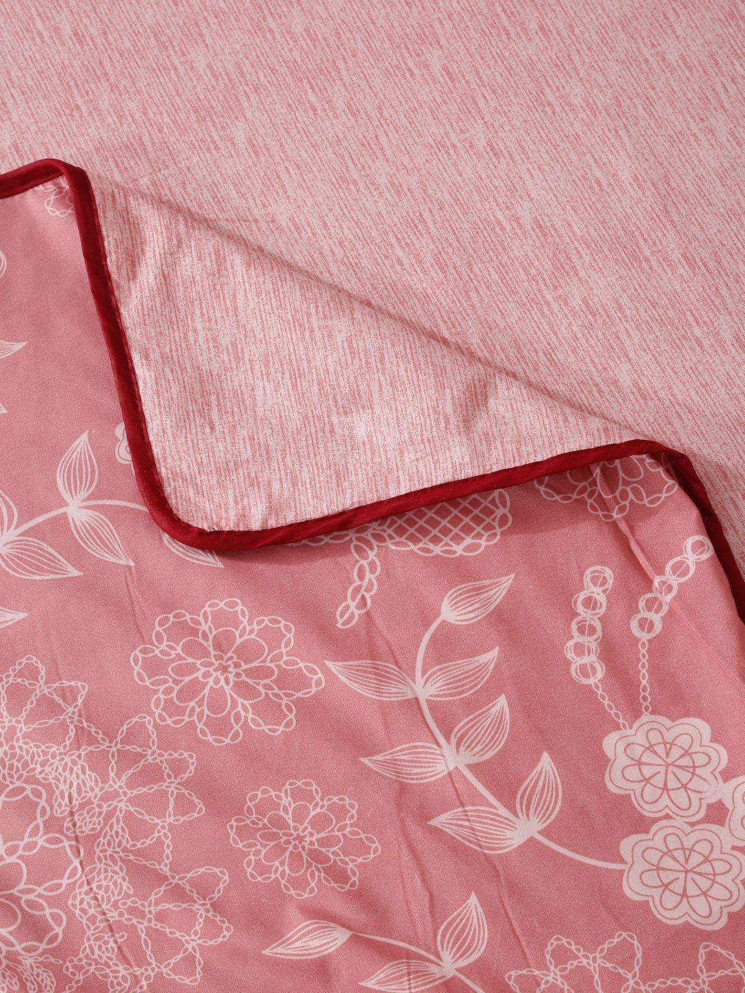 Cortina Rose & White Floral Microfiber AC Room Reversible Single Bed Dohar