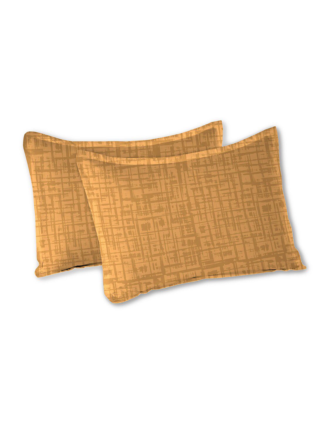 MYTRIDENT Yellow Urban Comfort Flat 144TC Queen Cotton 1 Bedsheet with 2 Pillow Covers