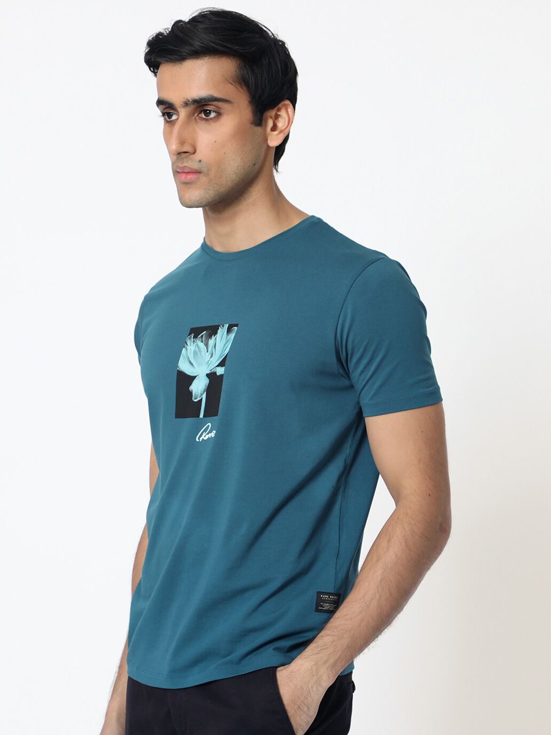 RARE RABBIT Men Dixie Graphic Printed Cotton Slim Fit T-Shirt