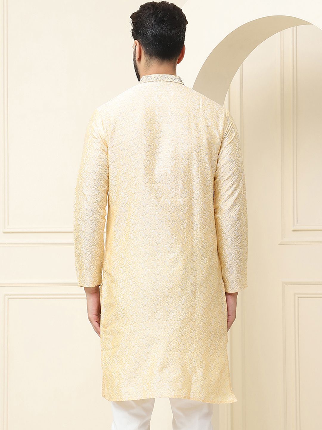 SOJANYA Kurta Lurus Pepejal Berwarna Emas Lelaki