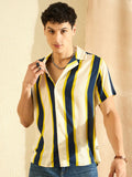 DENNISON Smart Striped Cuban Collar Oversized Casual Shirt