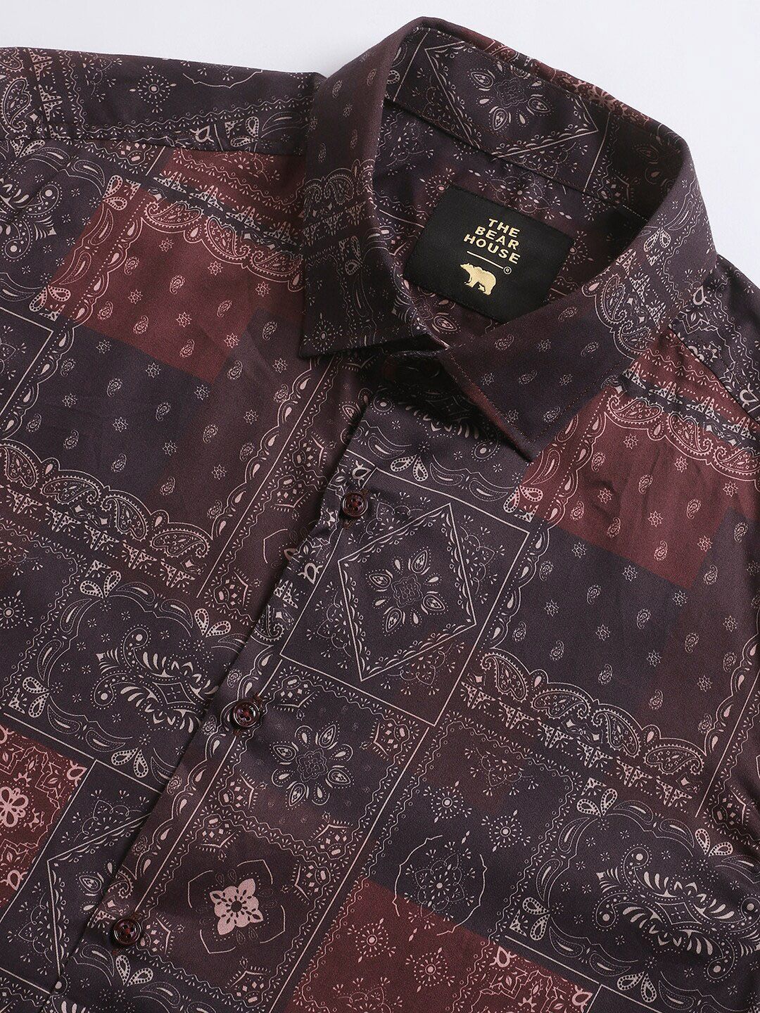 THE BEAR HOUSE Abstract Printed Slim Fit Pure Cotton Casual Shirt