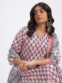Anouk Women Floral Printed Regular Pure Cotton Kurta with Trousers & With Dupatta